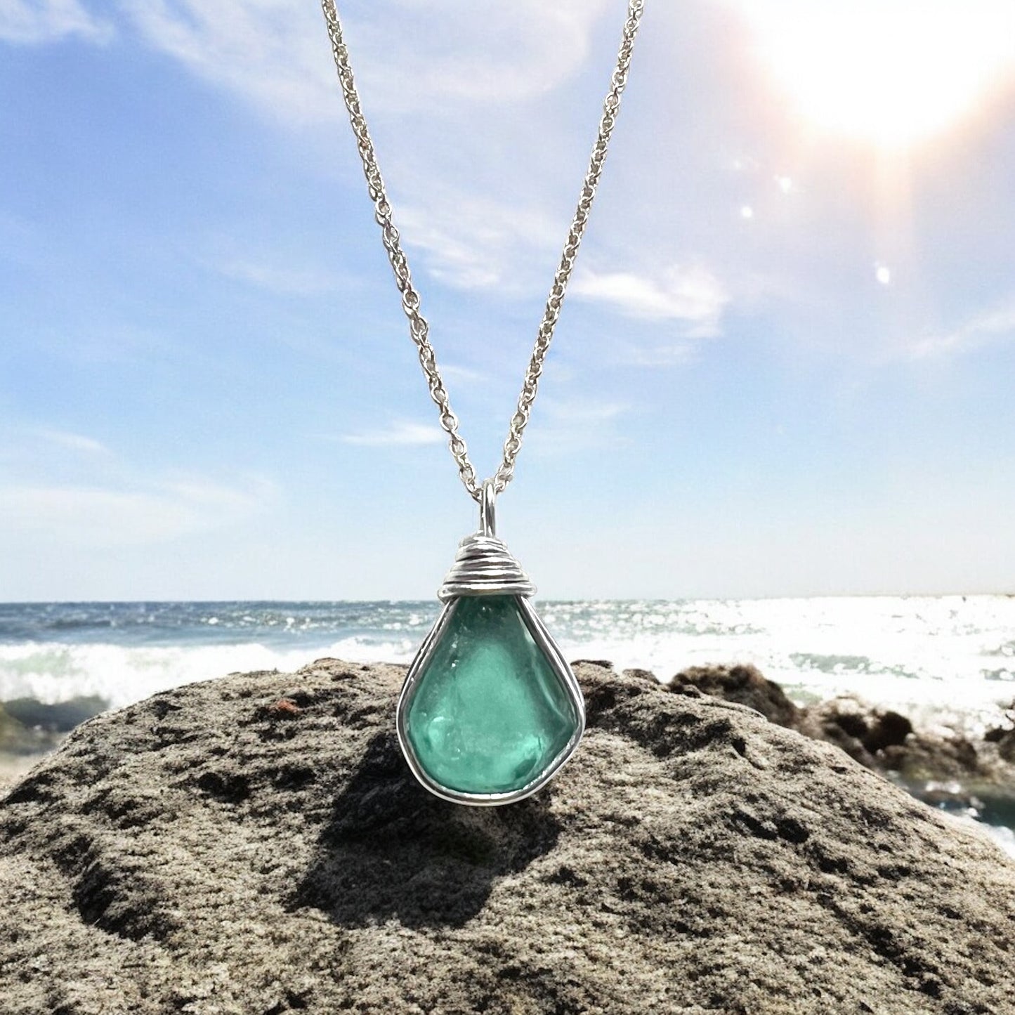 Teal Seaham Sea Glass Pendant