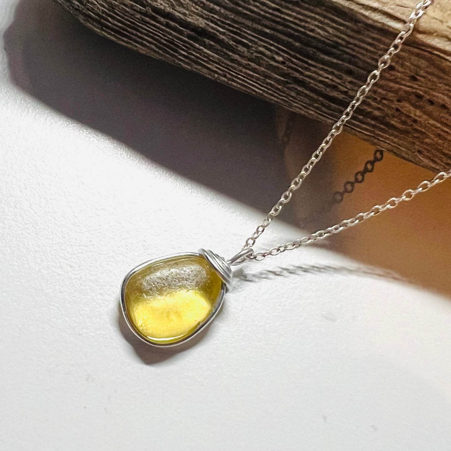 Rare Yellow Sea Glass Pendant