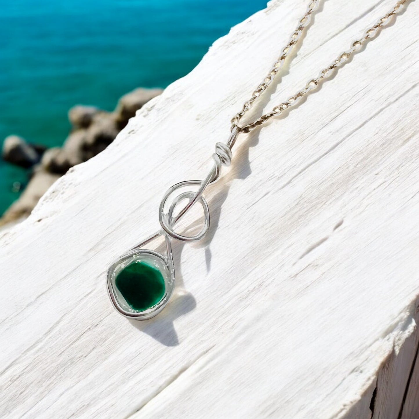Green Seaham Sea Glass Multicolour Pendant