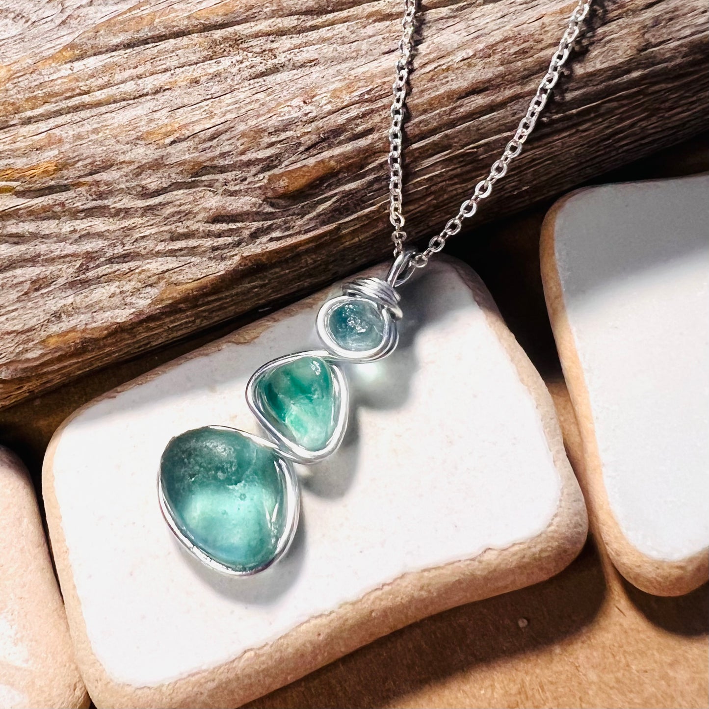 Three Piece Seaham Sea Glass Pendant