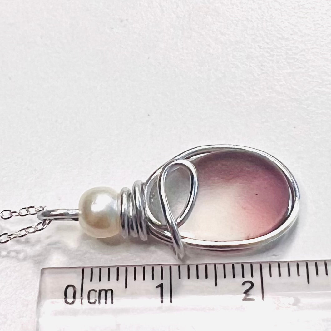Mauve & White Seaham Sea Glass Multi Pendant