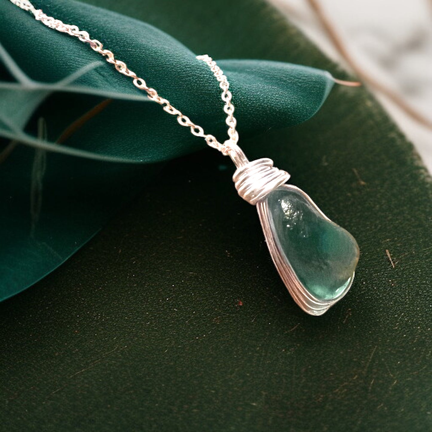 Aqua Seaham Sea Glass Pendant