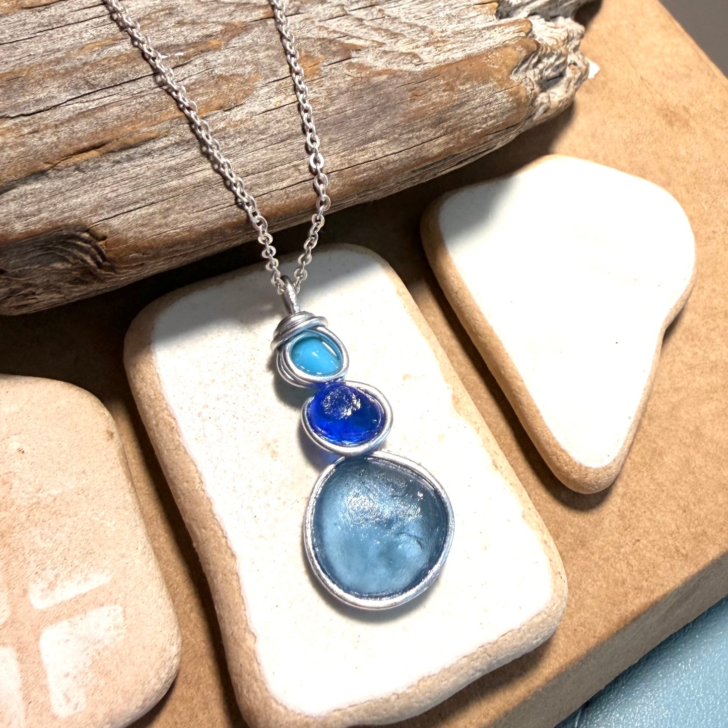 Three Piece Seaham Sea Glass Pendant