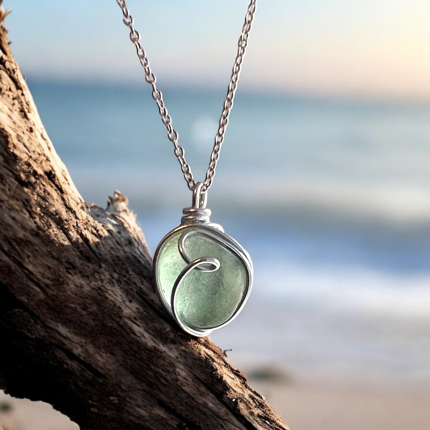 Seaham Sea Glass Aqua Bubble Pendant