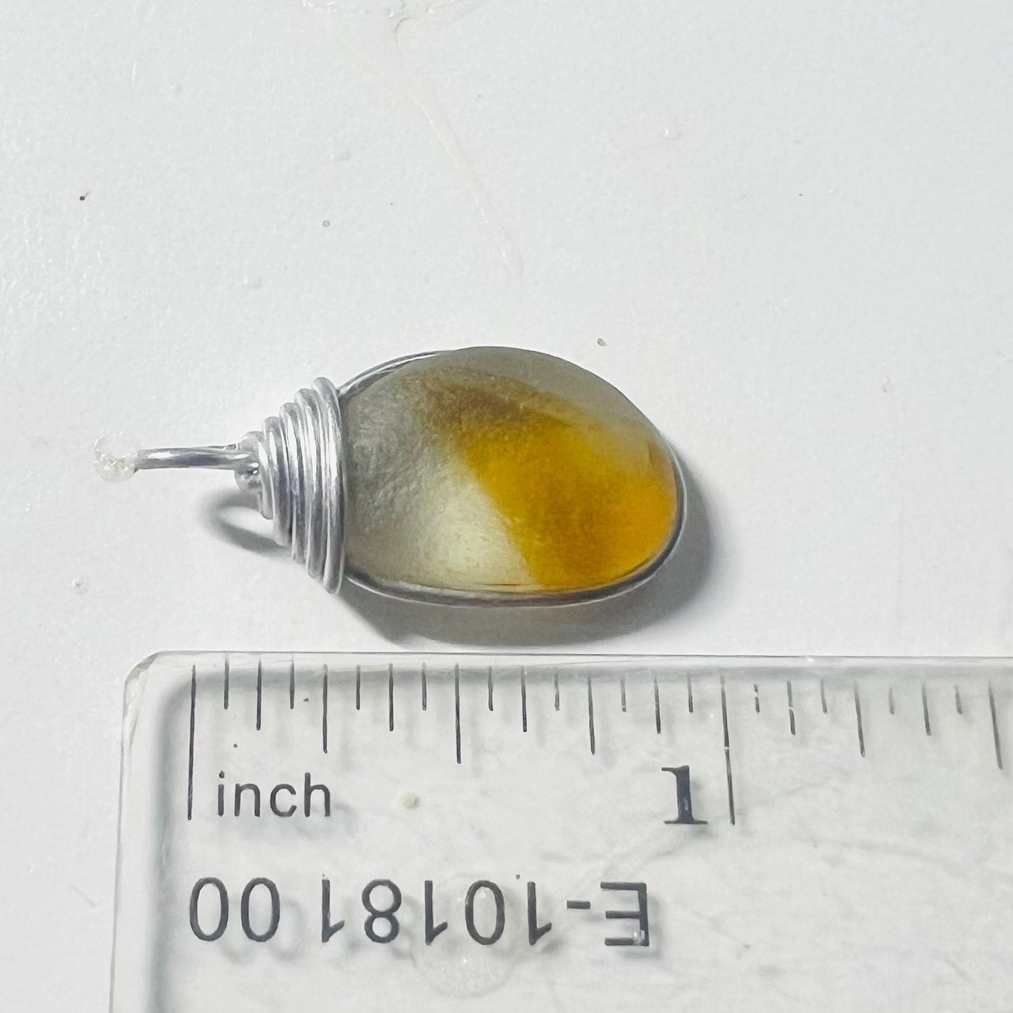Yellow and White Seaham Sea Glass Pendant