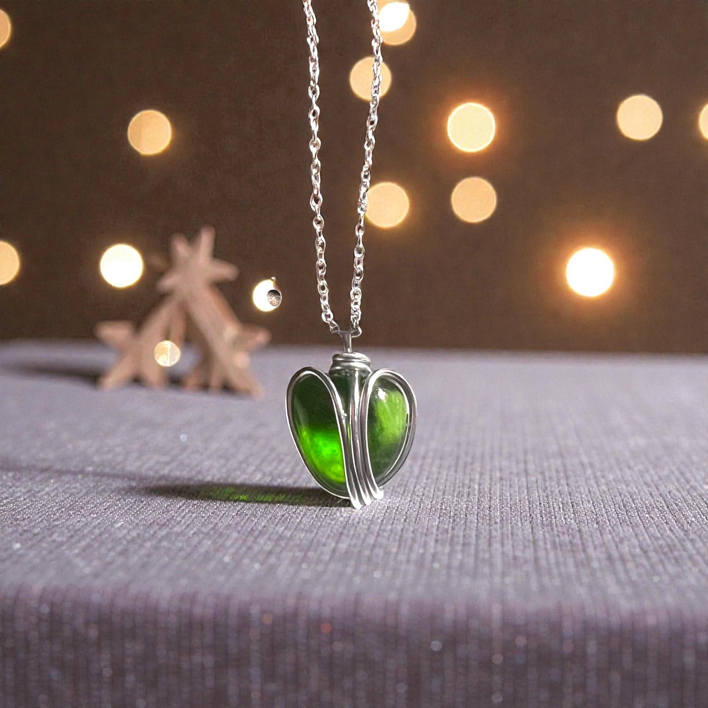 Green Sea Glass Heart Pendant