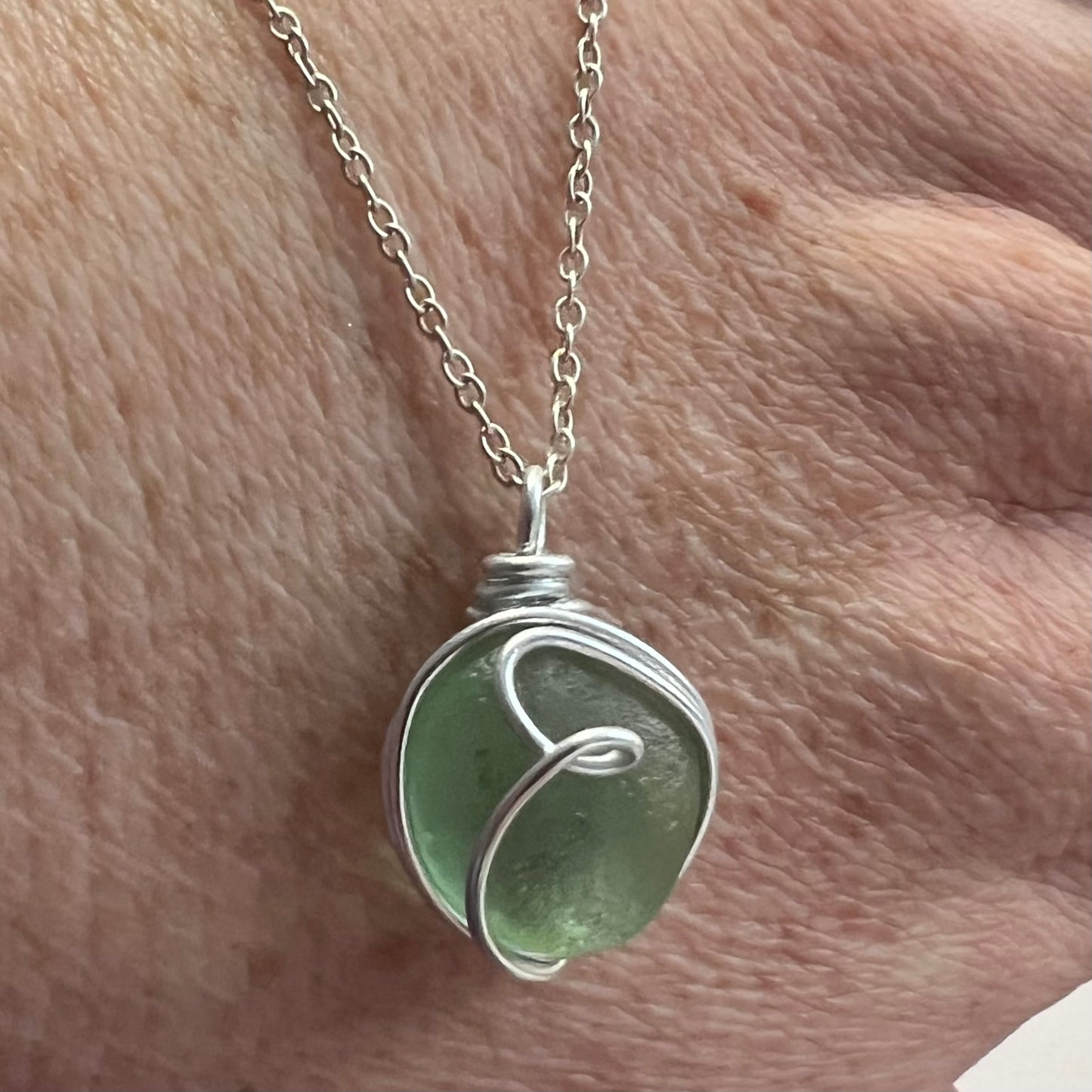 Seaham Sea Glass Aqua Bubble Pendant