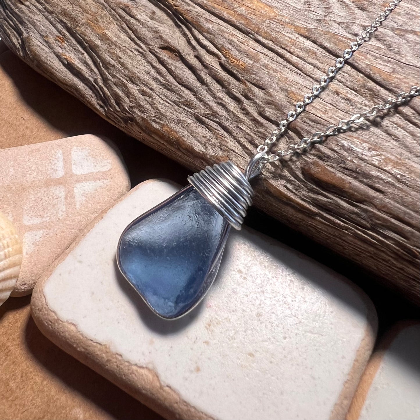 Kent Mid Blue Sea Glass Pendant