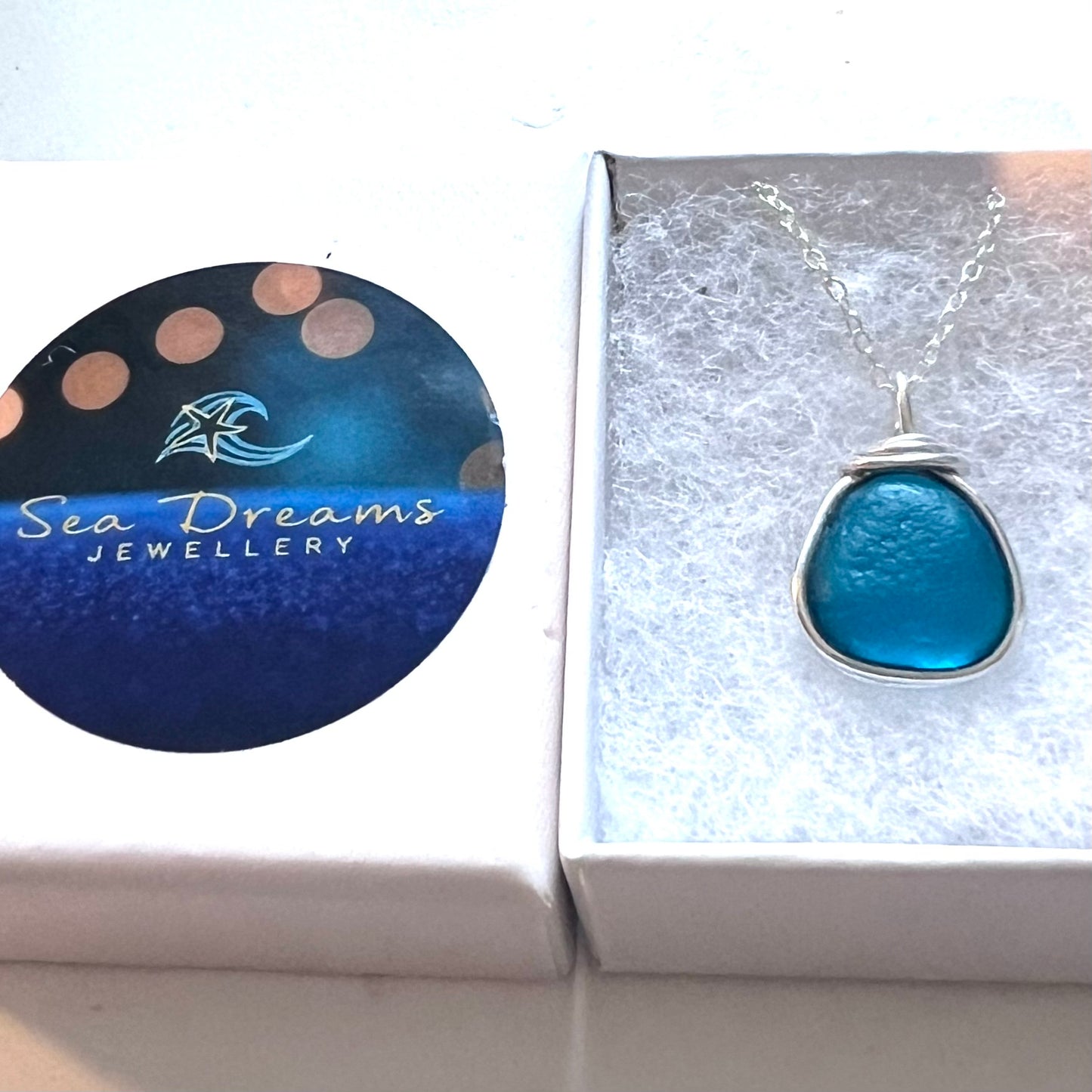 Turquoise Green Seaham Sea Glass Pendant
