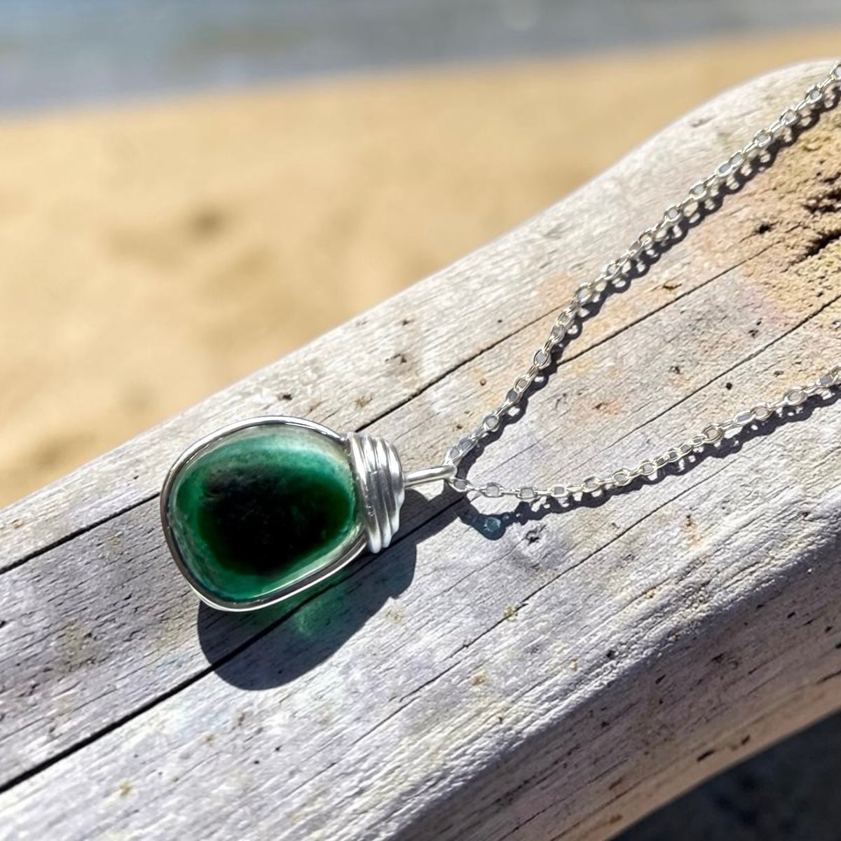Green Seaham Sea Glass Multi Pendant