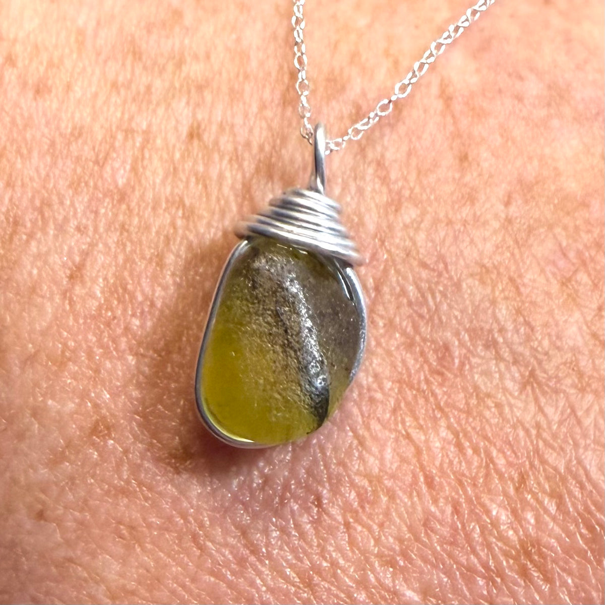 Rare Yellow Multi Tone Seaham Sea Glass Pendant