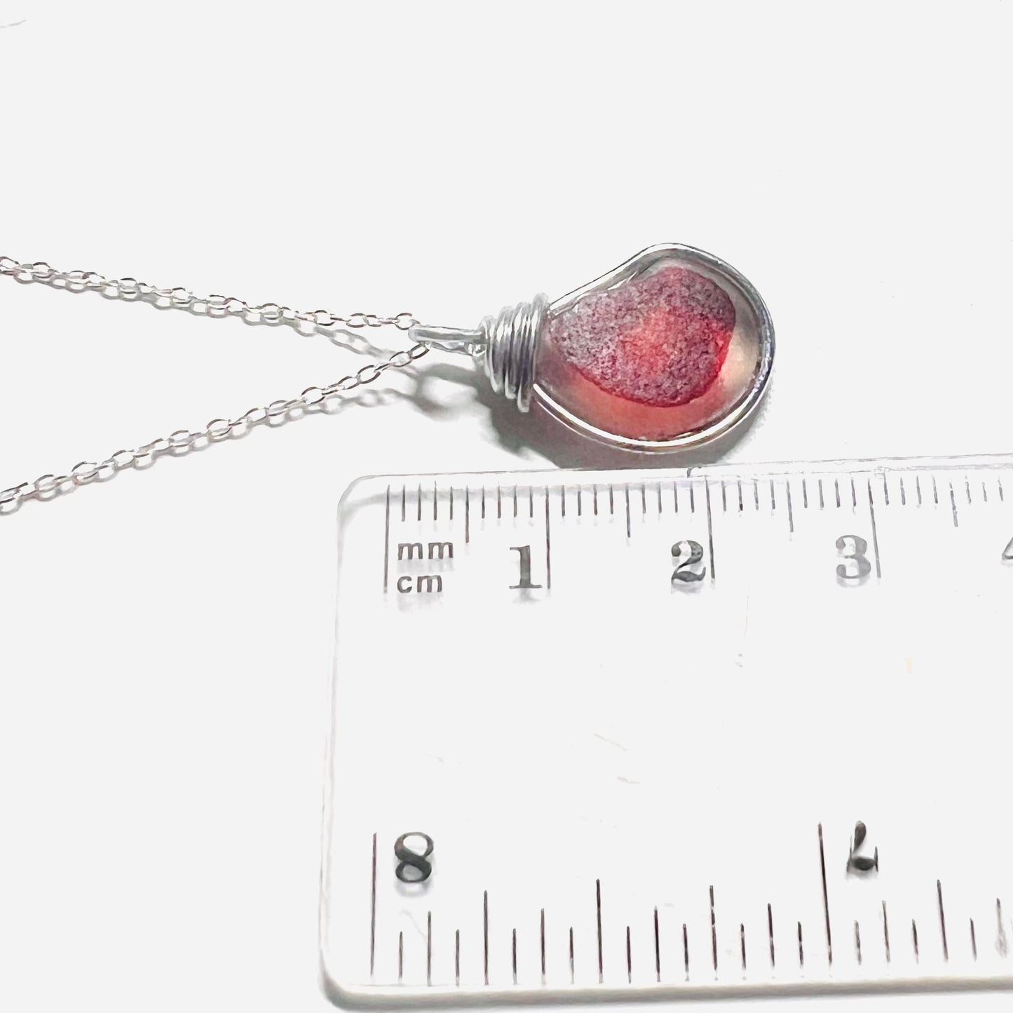 Very Rare Red Seaham Sea Glass Multi Tone Pendant