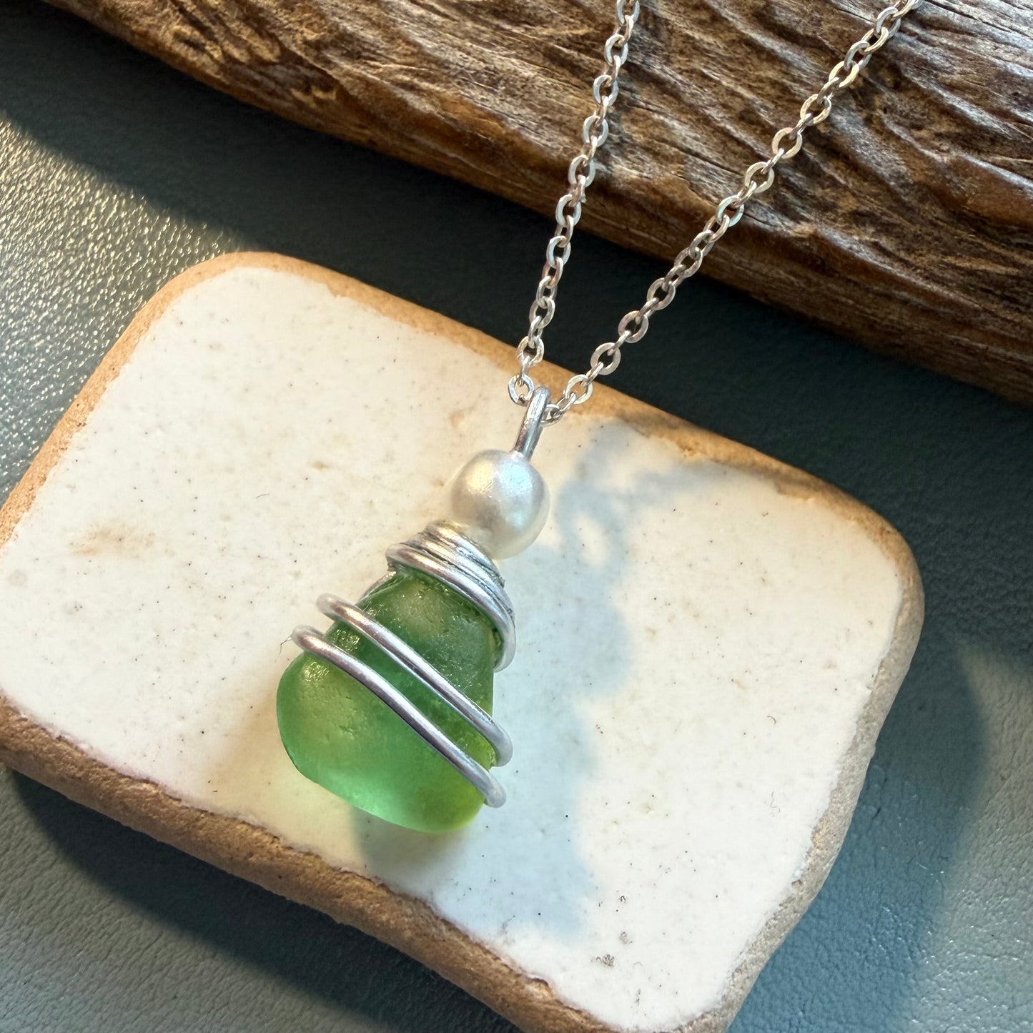Light Green Devon Sea Glass Pendant