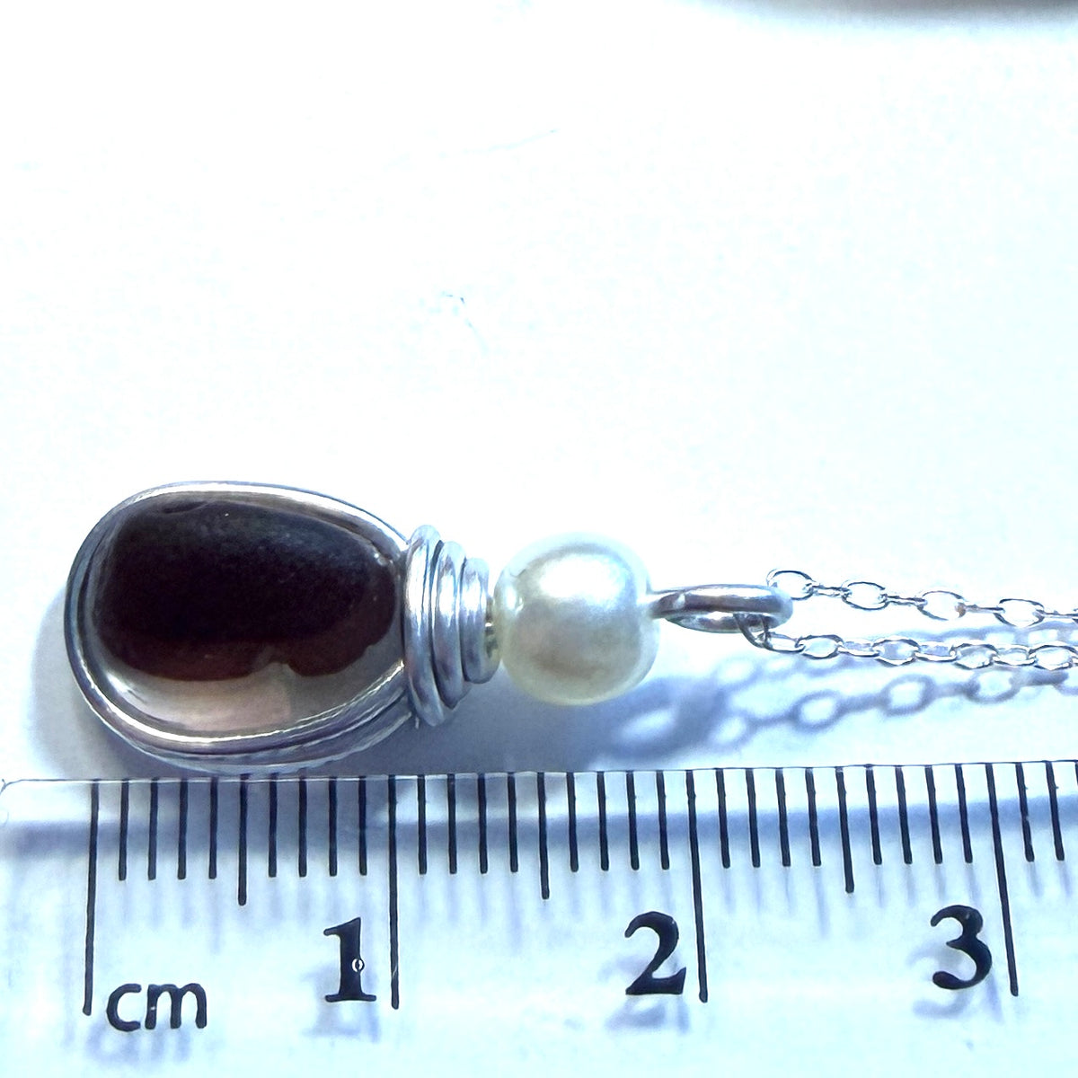 Rare Maroon Tone Seaham Sea Glass Pendant