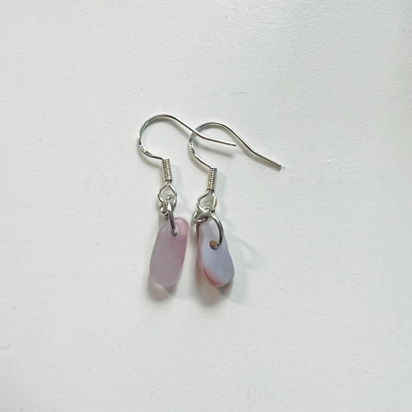 Small Milky Iridescent Sea Glass Earrings