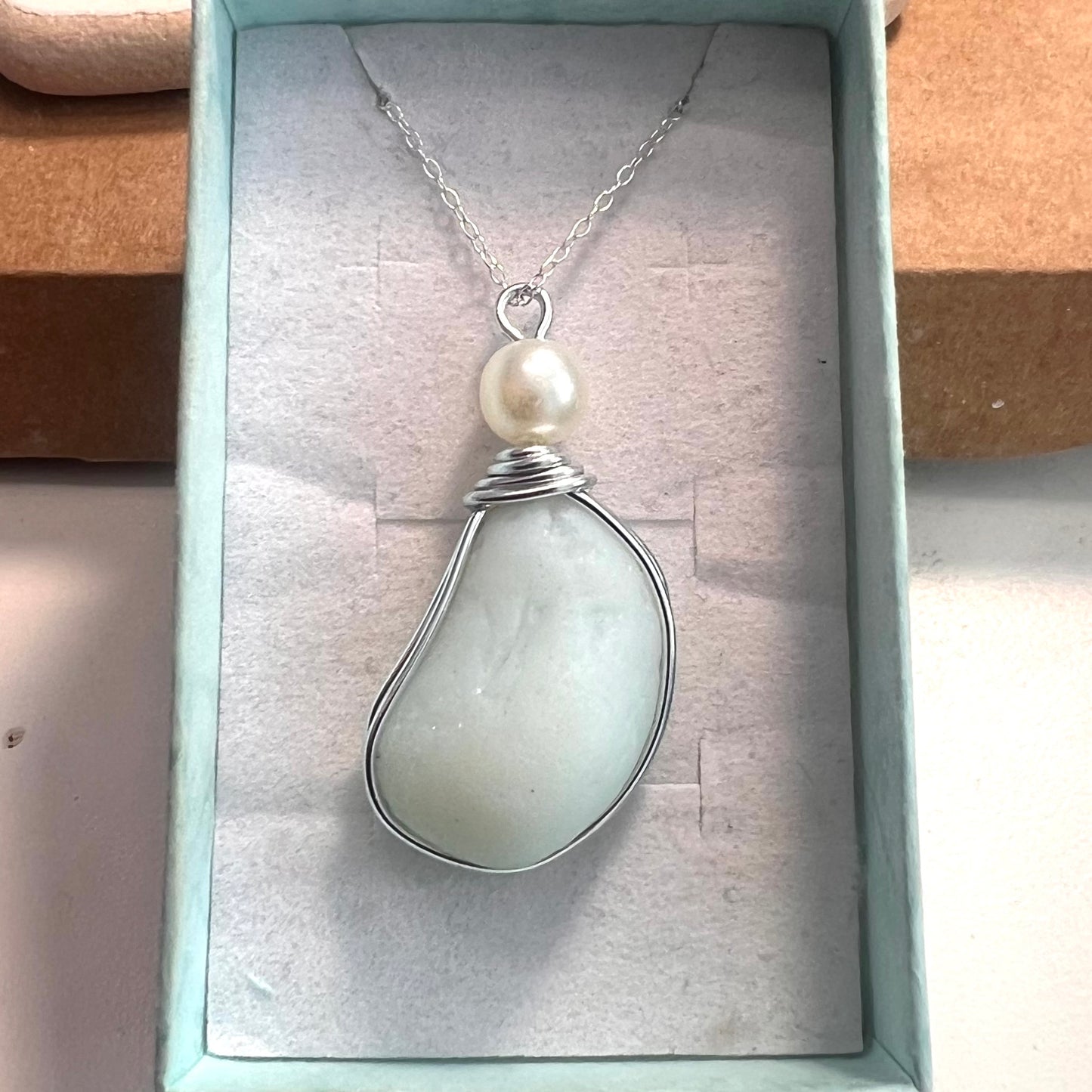 Rare Large Opalescent Seaham Sea Glass Pendant