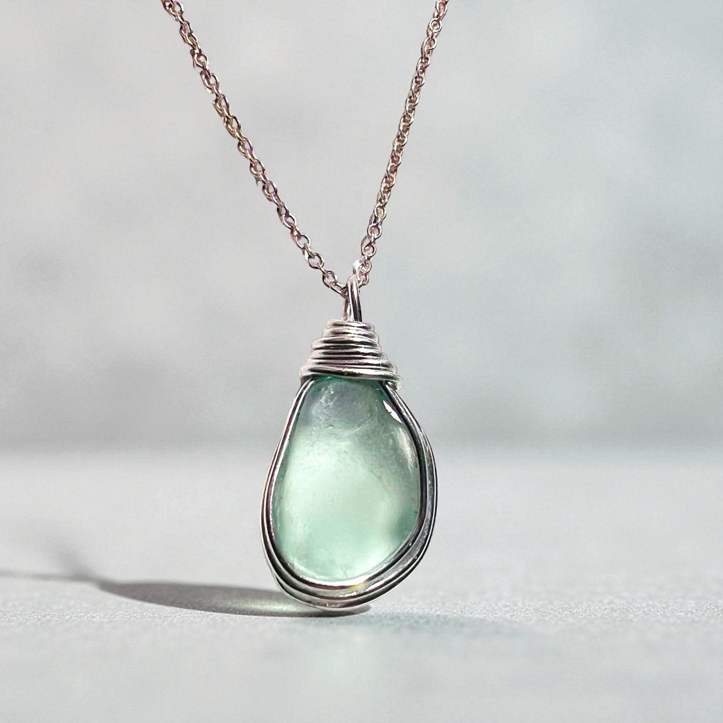 Pale Aqua Seaham Sea Glass Pendant