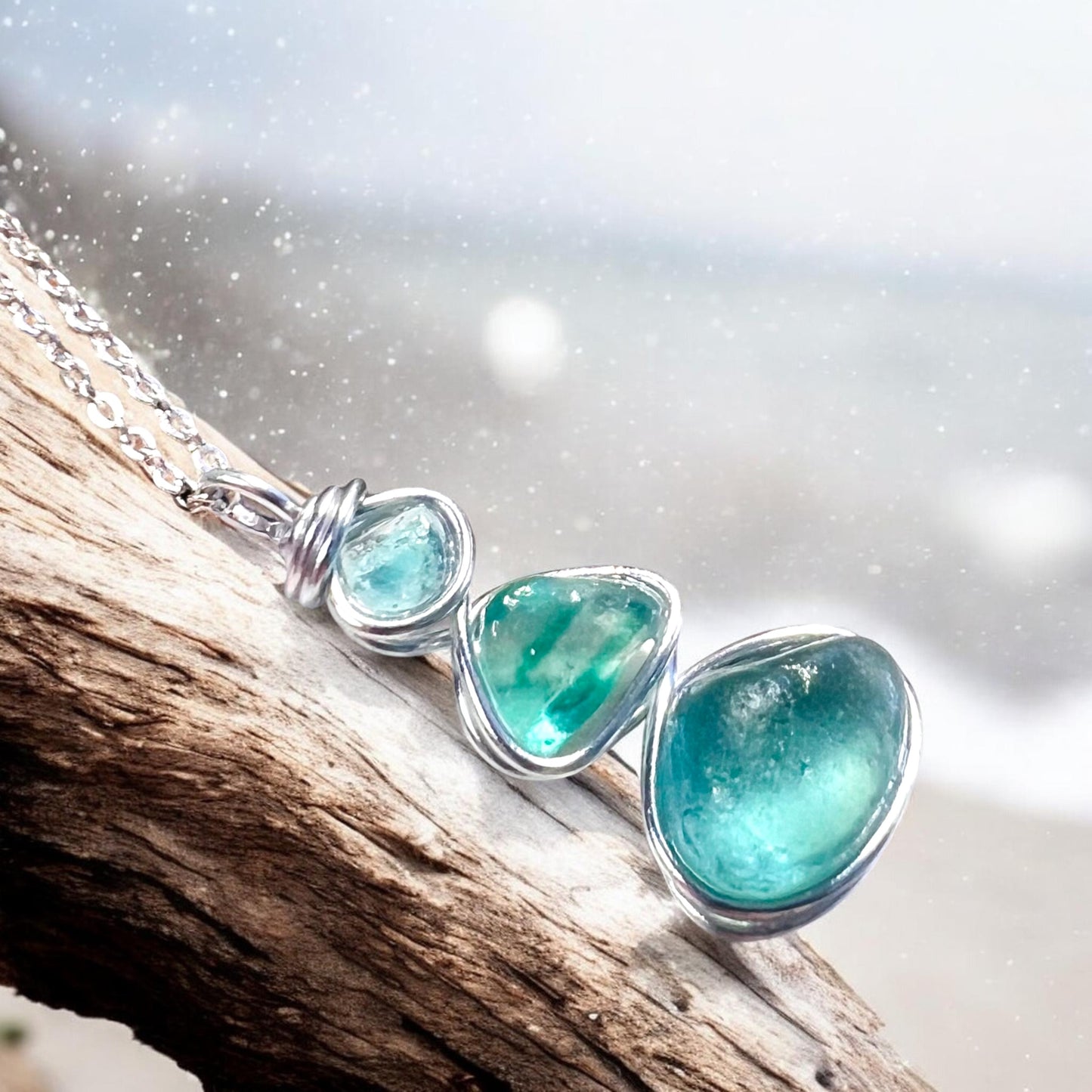 Three Piece Seaham Sea Glass Pendant