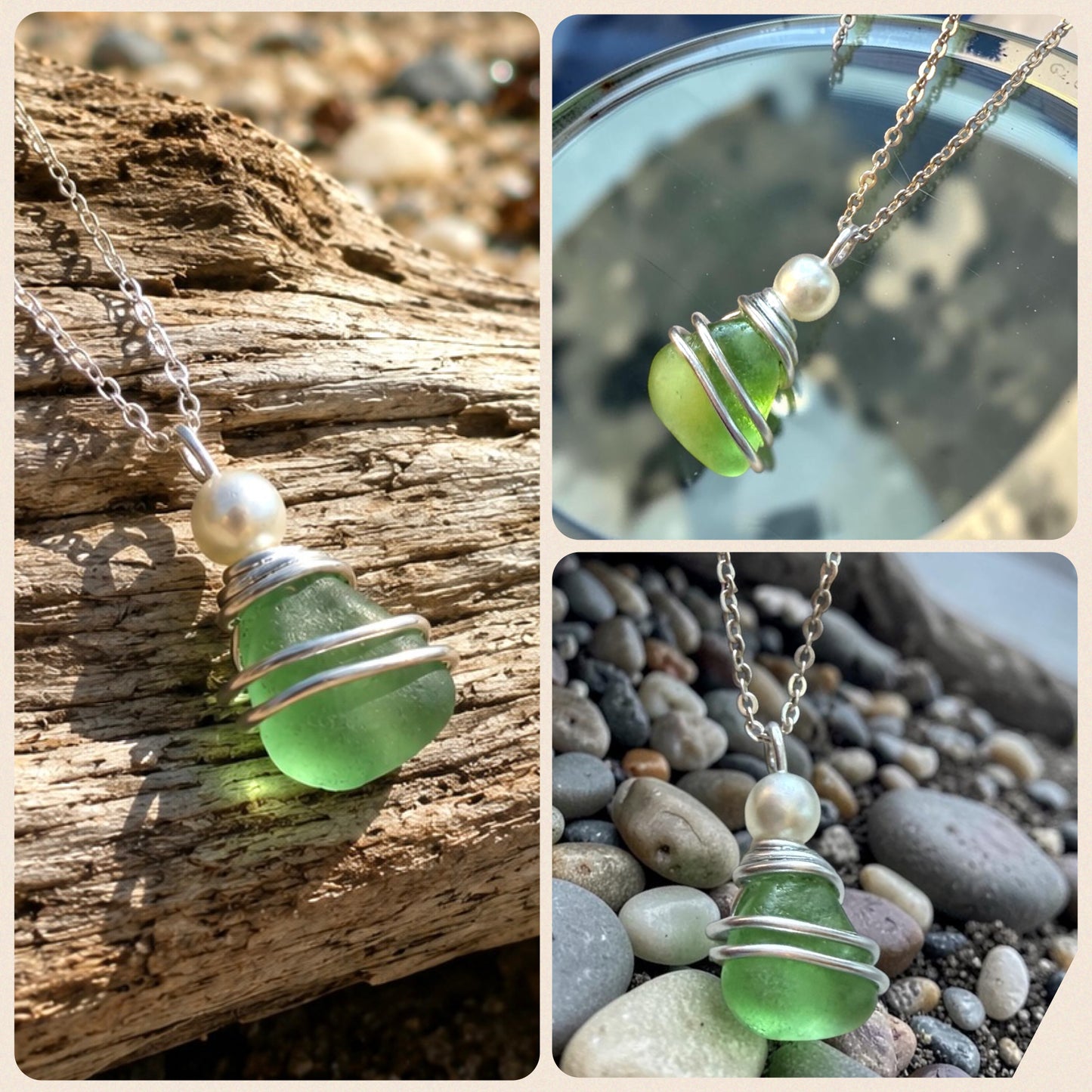 Light Green Devon Sea Glass Pendant