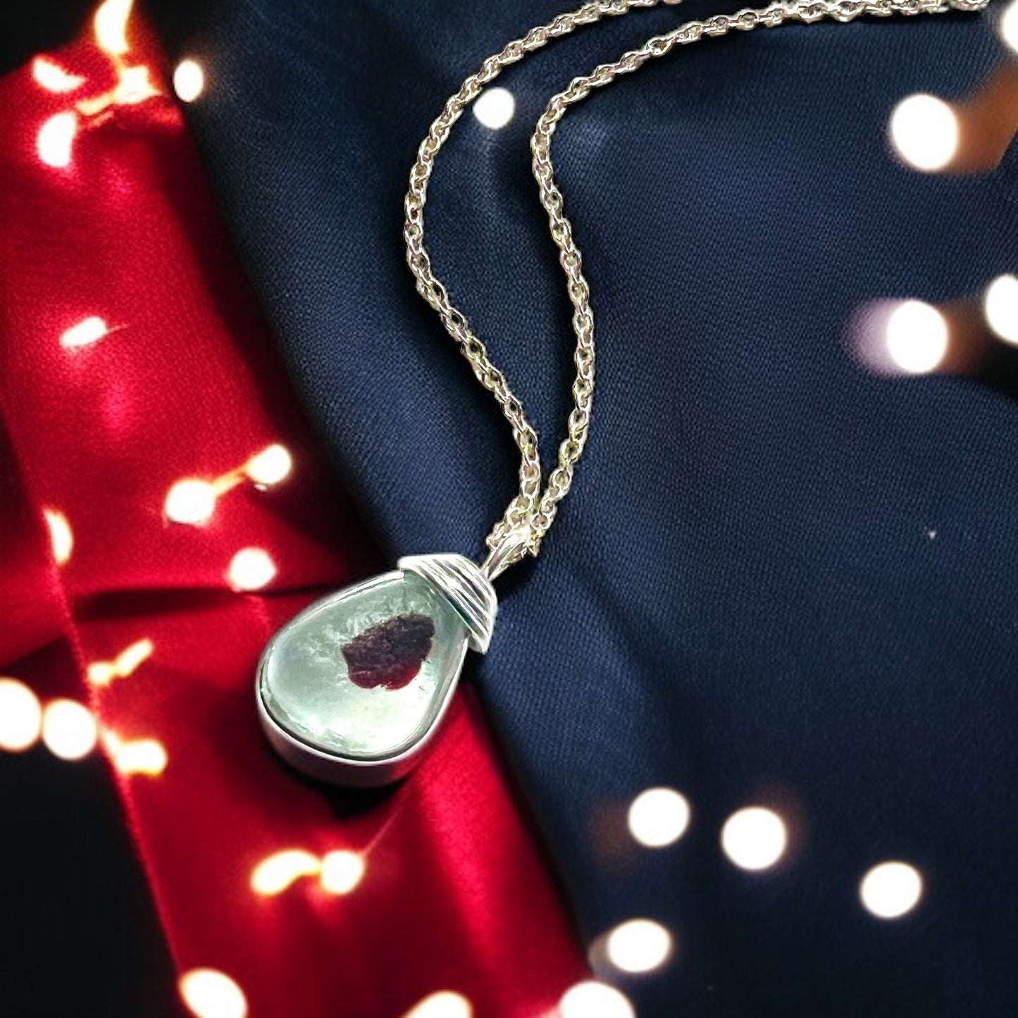 Deep Red Dot Seaham Sea Glass Multi Tone Pendant