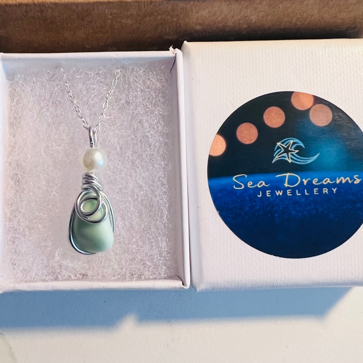 Mint Green Seaham Milk Glass Pendant