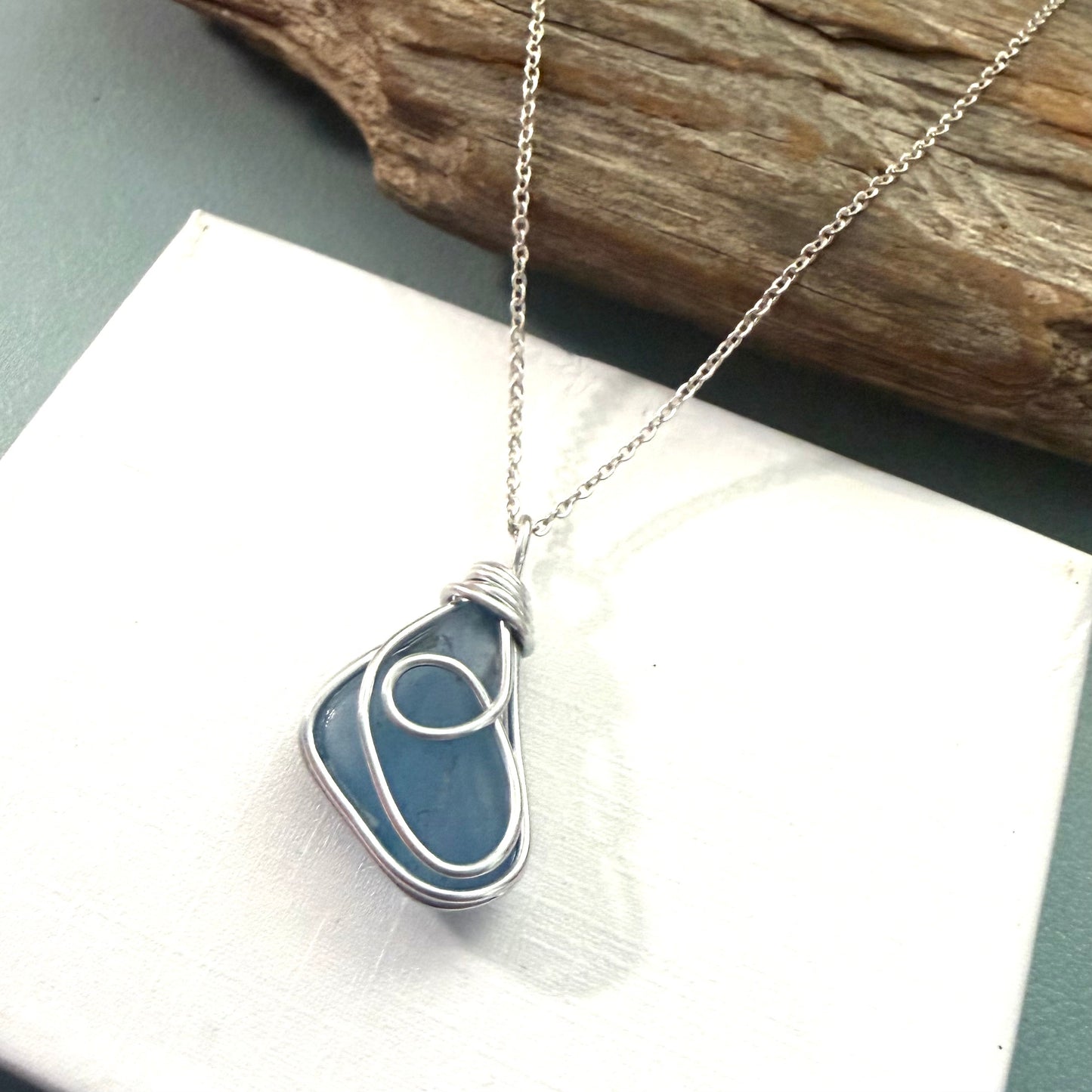 Mid Blue Seaham Sea Glass Pendant
