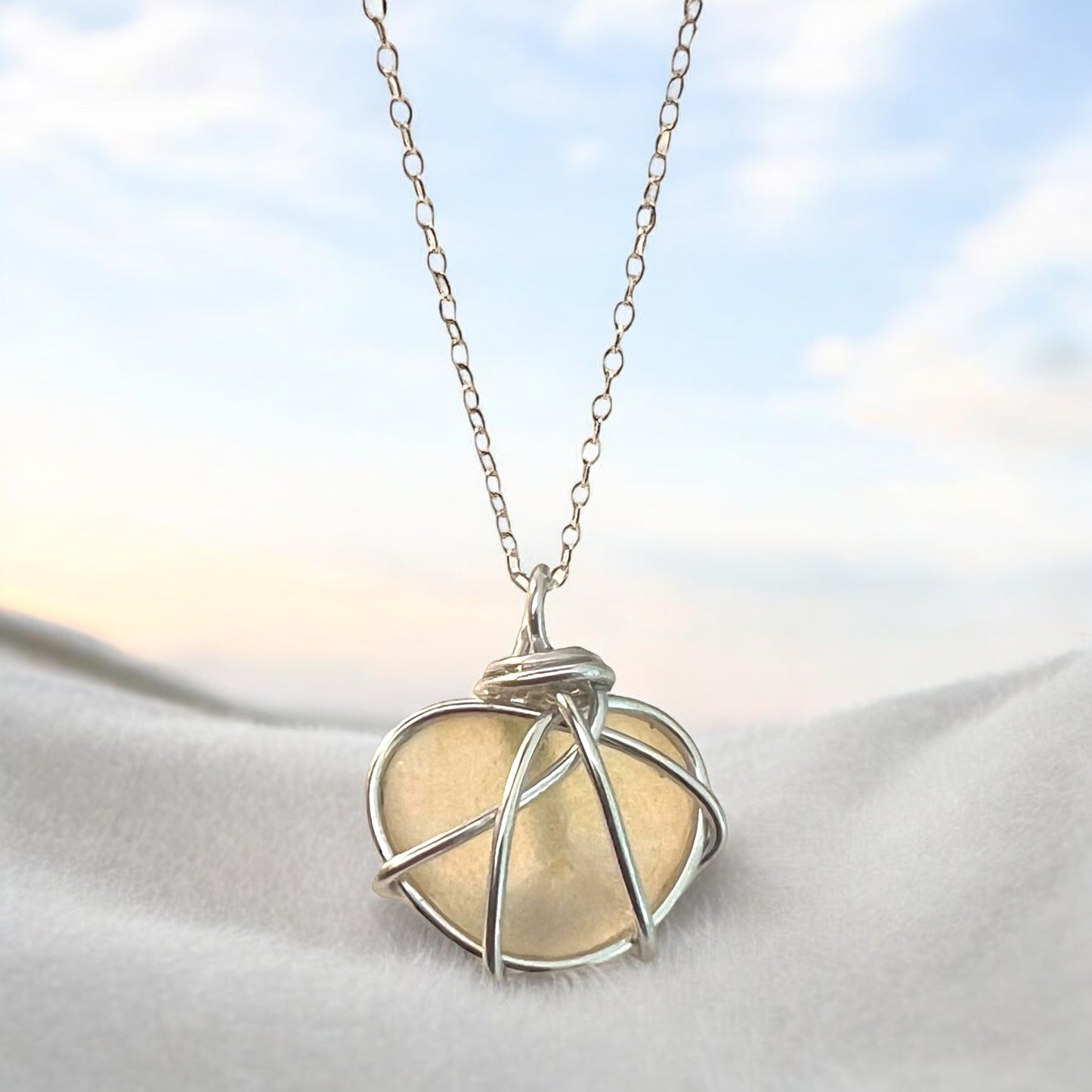 Rare Pale Yellow Colour Seaham Sea Glass Pendant