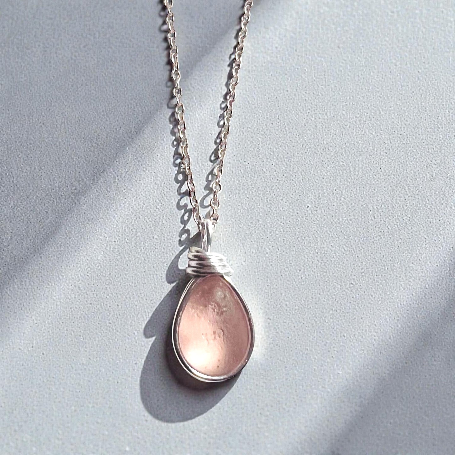 Rare Pale Pink Seaham Sea Glass Pendant