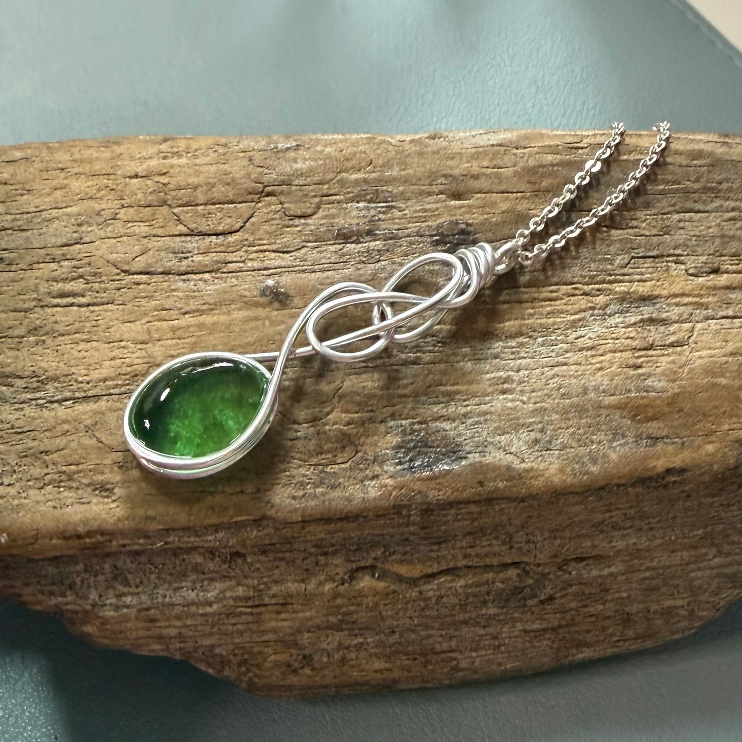 Swirly Green Seaham Sea Glass Pendant