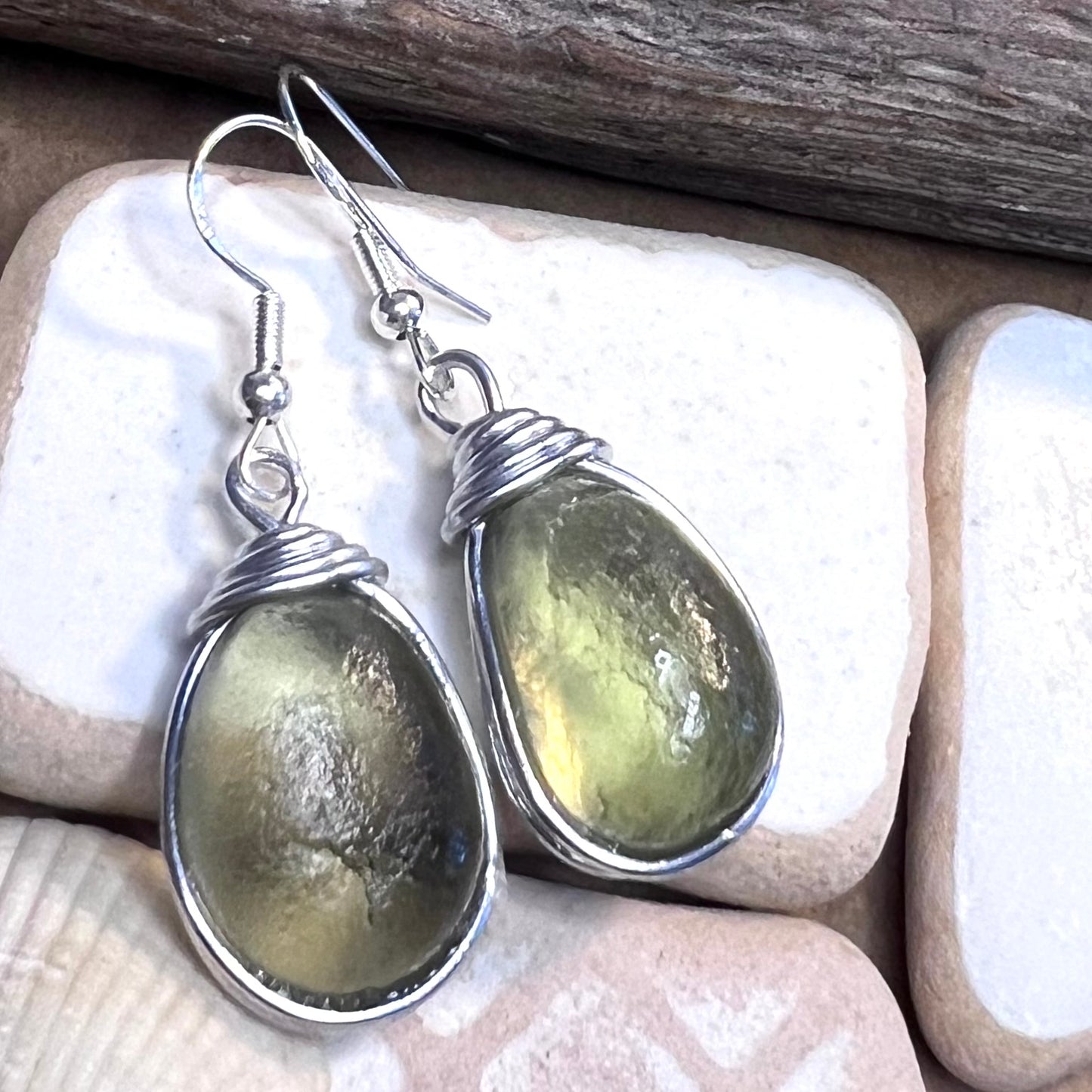 Chunky Seaham Sea Glass Earrings