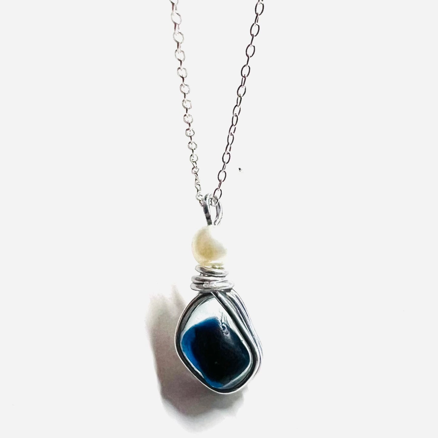 Deep Blue Seaham Sea Glass Multi Pendant
