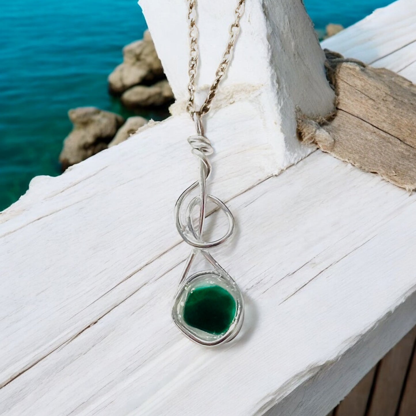 Green Seaham Sea Glass Multicolour Pendant