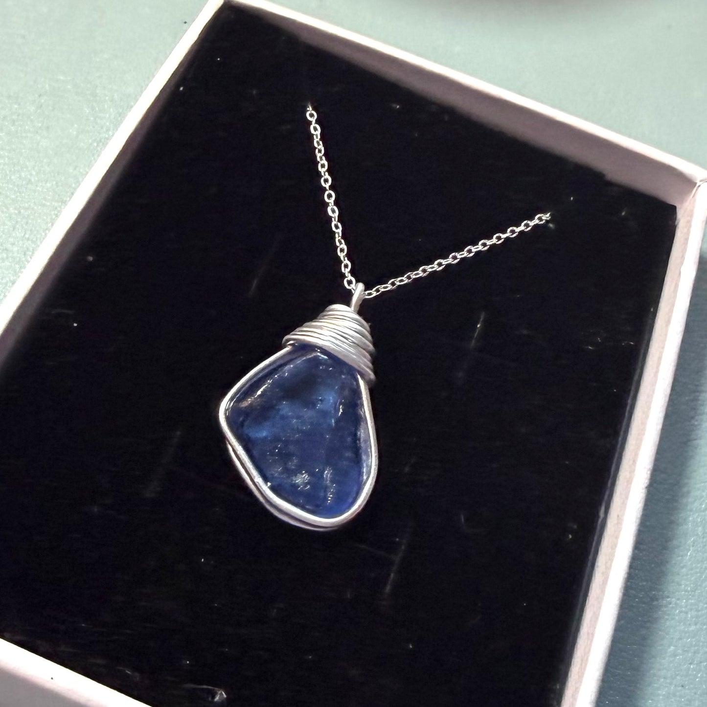 Mid Blue Seaham Sea Glass Pendant