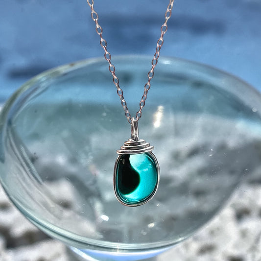 Green & Turquoise Seaham Sea Glass Multi Pendant