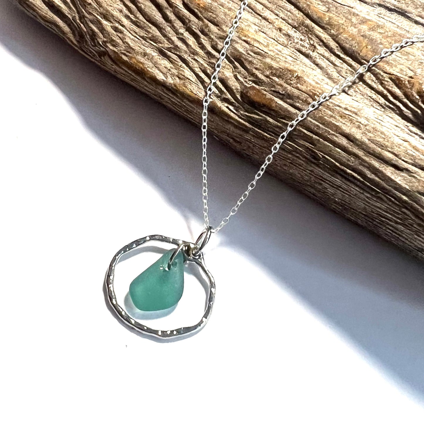 Seaham Sea Glass Turquoise Shade Frame Pendant