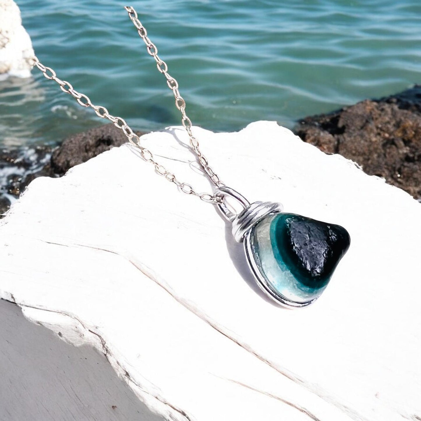 Turquoise Seaham Sea Glass Multi Pendant