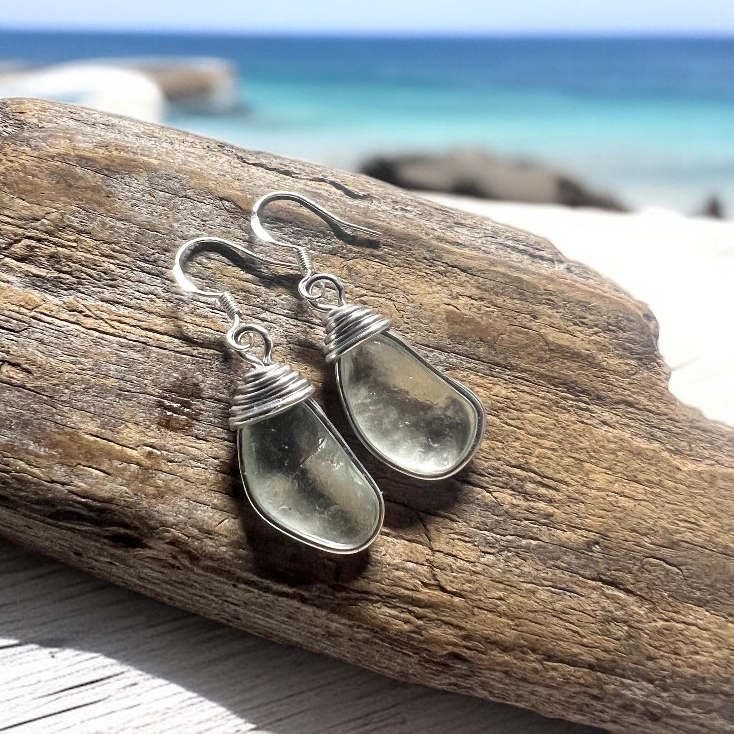 Seafoam Seaham Sea Glass Earrings
