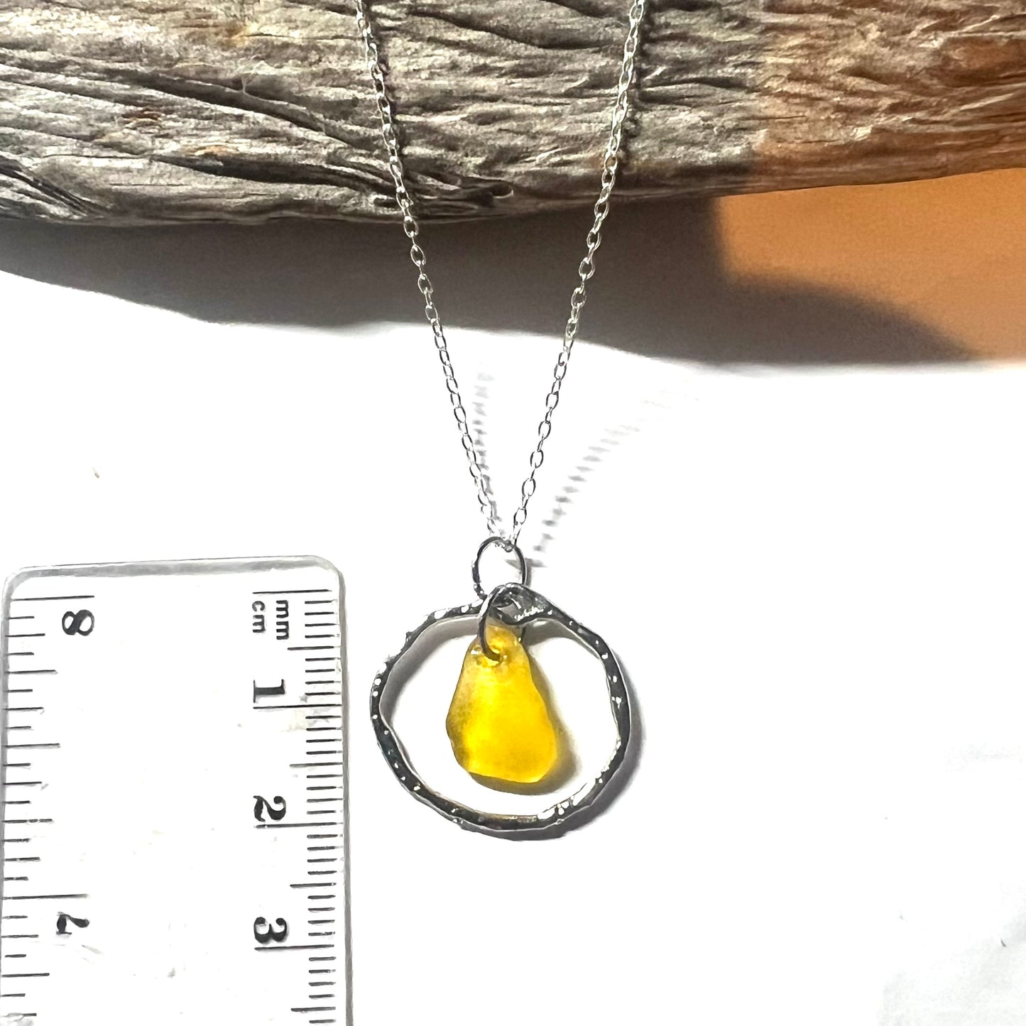 Canary Island Rare Neon Yellow  Sea Glass Pendant