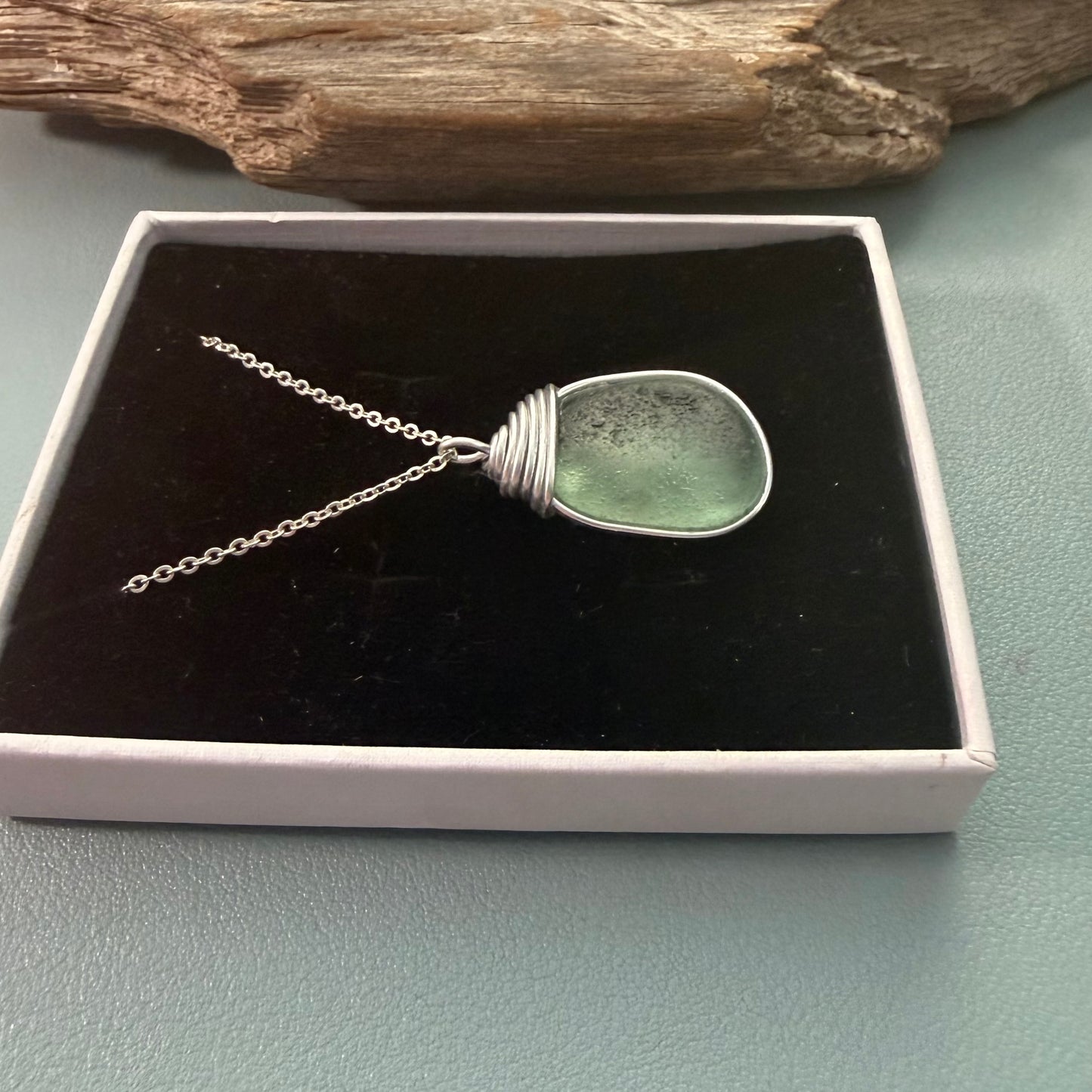 Aqua Green Seaham Sea Glass Pendant