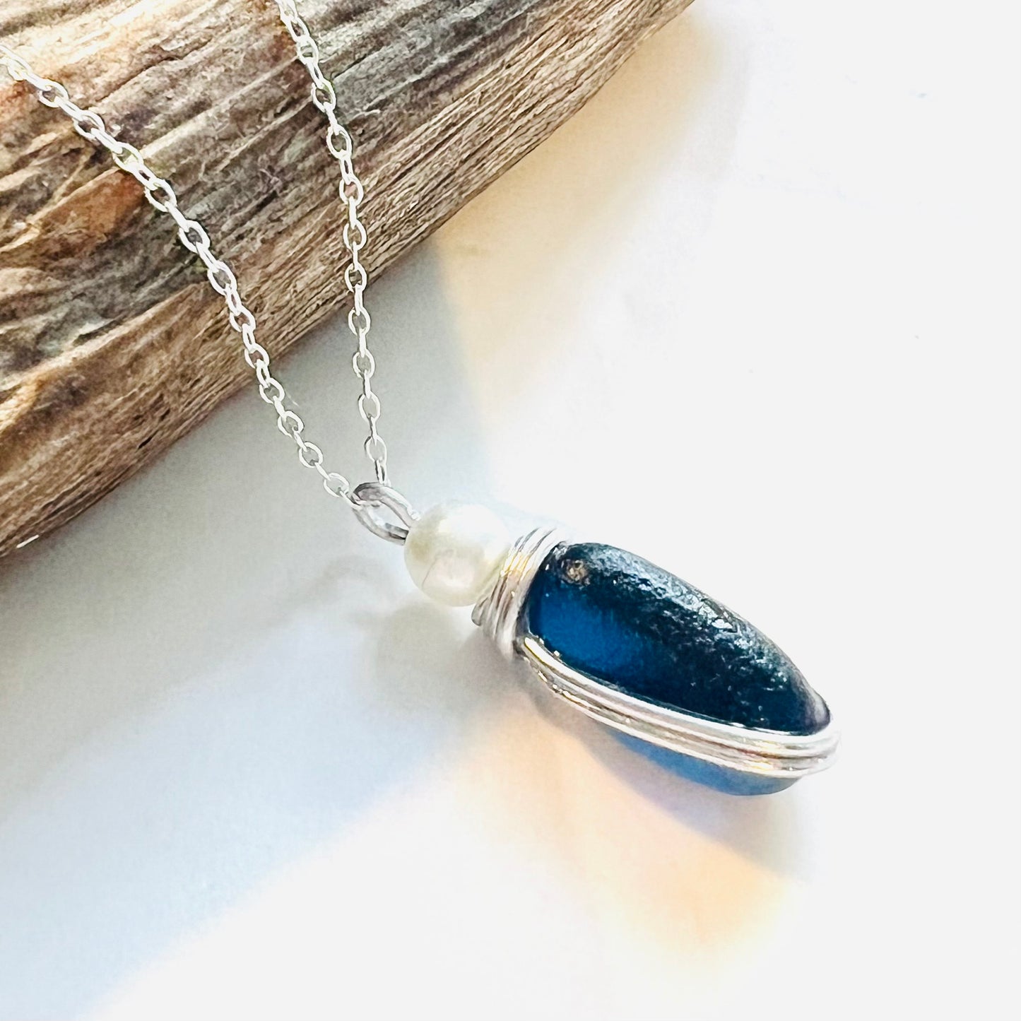 Blue Seaham Sea Glass Multi Pendant
