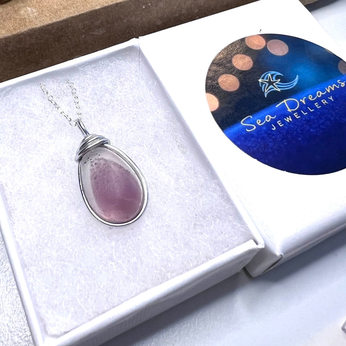 Rare Mauve Purple/Pink tone of Seaham Sea Glass Multi Pendant