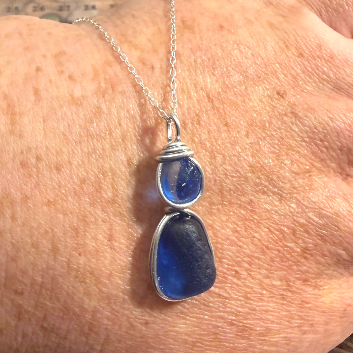 Deep Blue Seaham Sea Glass Pendant