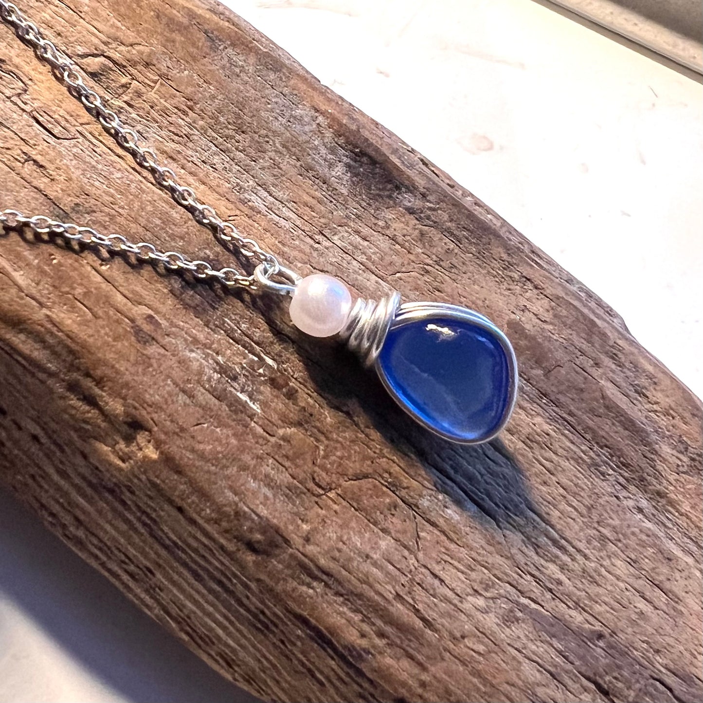 Mid Blue Kent Sea Glass Pendant