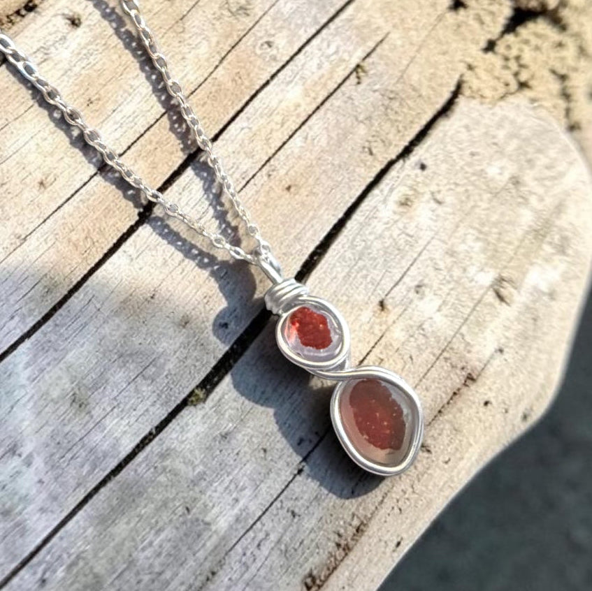 Red Seaham Sea Glass Multi Tone Pendant