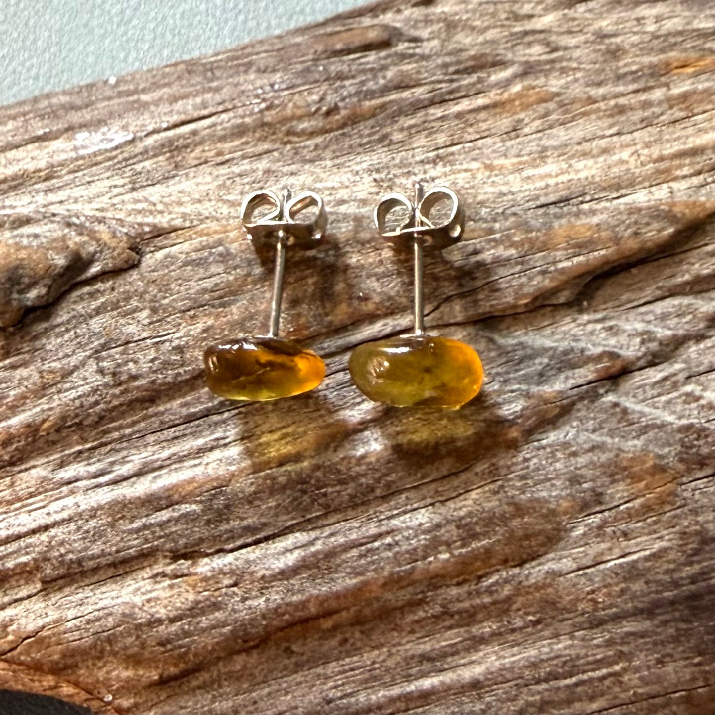 Yellow Seaham Glass Stud Earrings