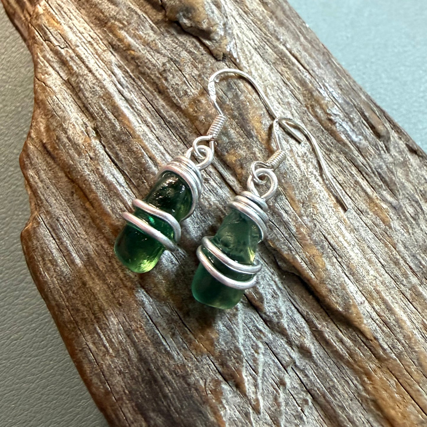 Turquoise Seaham Sea Glass Earrings