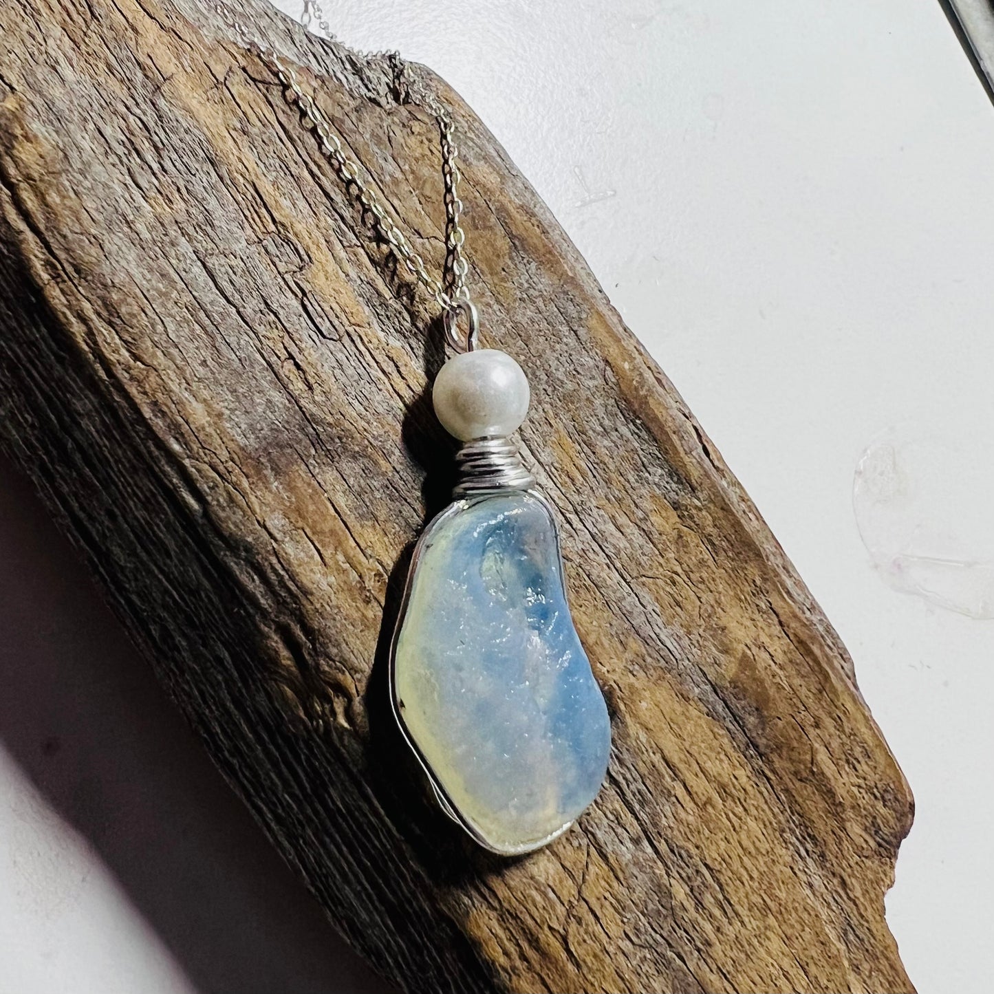 Rare Large Opalescent Seaham Sea Glass Pendant