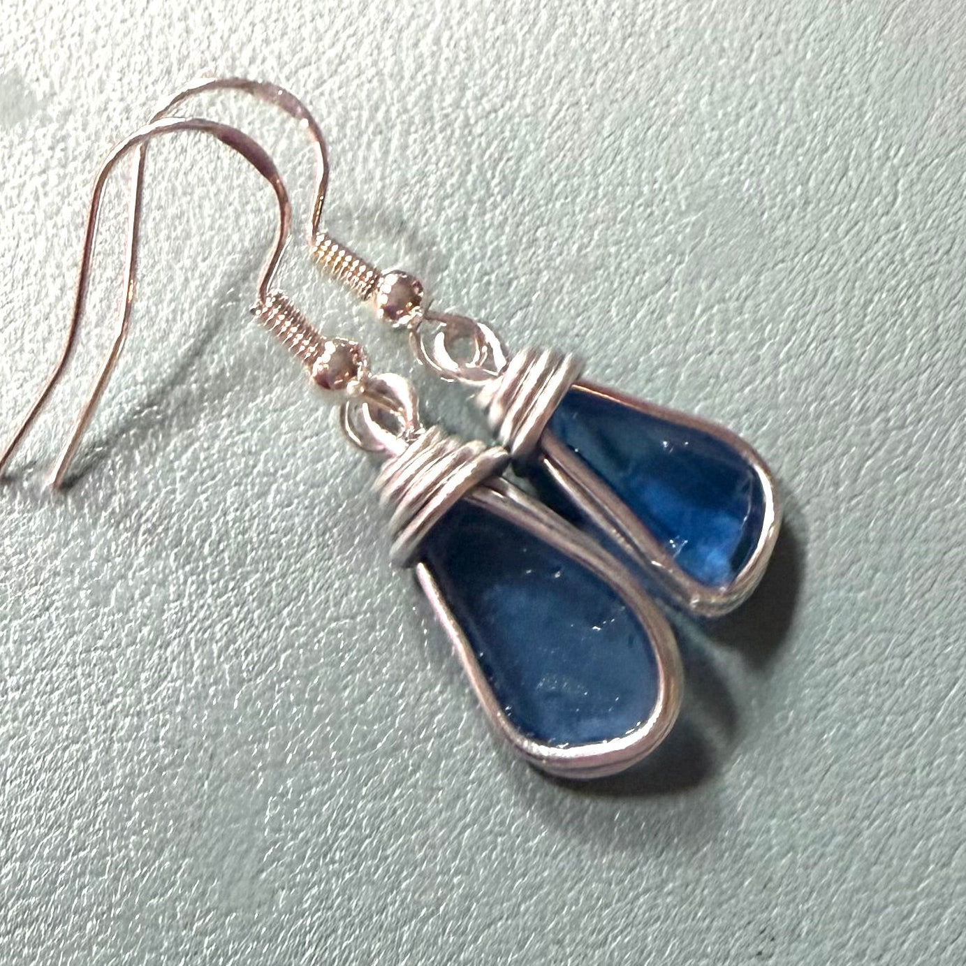 Blue Seaham Sea Glass Earrings
