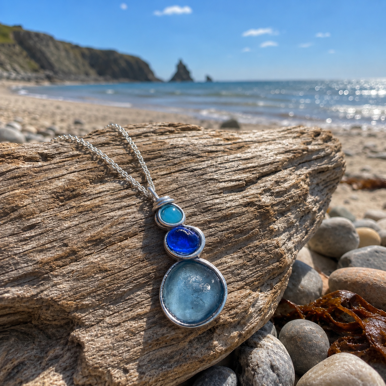 Three Piece Seaham Sea Glass Pendant