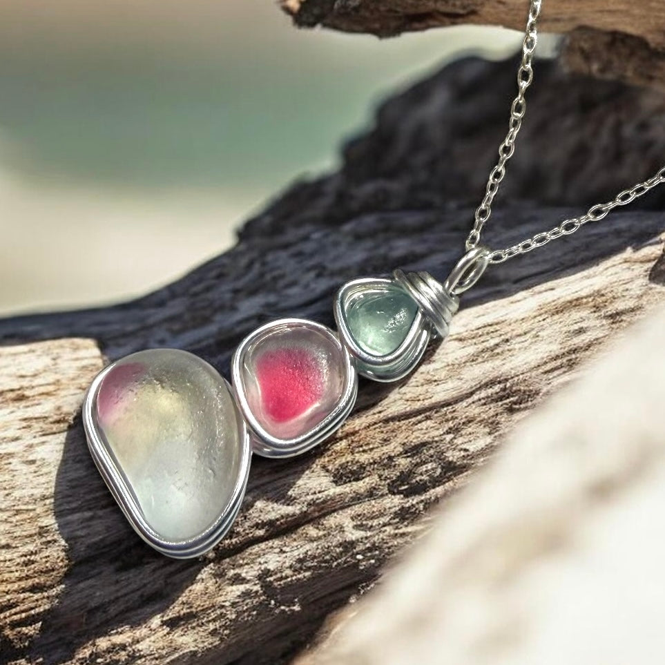 Multi Tone Seaham Sea Glass Multi Pendant